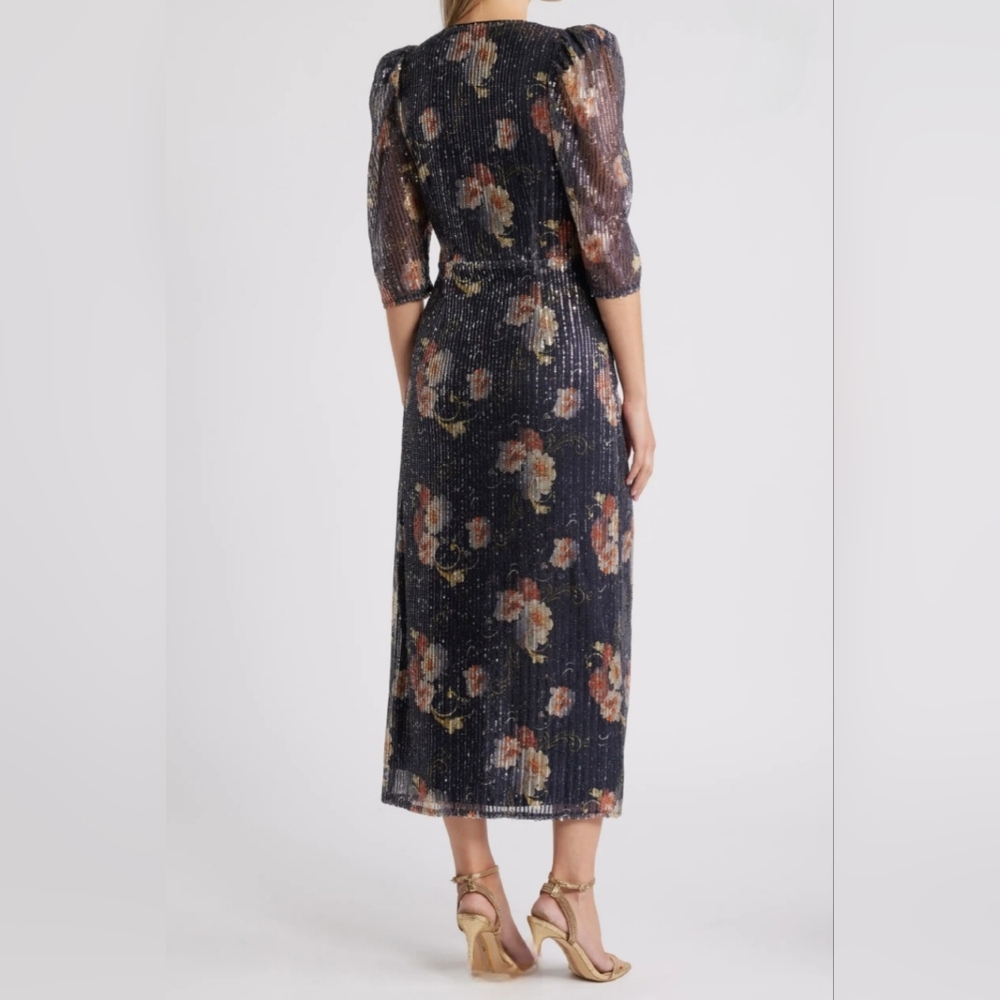 Floral Sequin Midi Dress - Picture 4 of 6